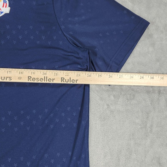 RLX Ralph Lauren Polo Mens Large USA Ryder Cup Shirt Navy Blue Golf 2018 Wicking - Picture 8 of 14